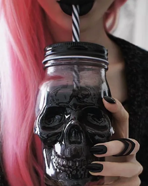 Gothic Skull Mason Jar (Glass) | Clear