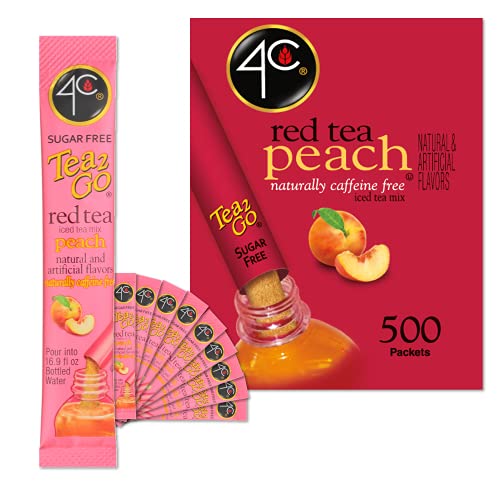 4C Powder Drink Stix, Red Tea Peach 500 Count, Bulk Buy, Singles Stix, On the Go, Refreshing Water Flavorings, Value Pack - Red Tea Peach - 500 Count (Pack of 1)