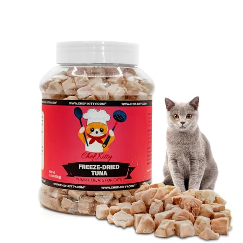 Chef Kitty Freeze Dried Tuna Cat and Dog Treats - Made from 100% Wild Caught Tuna - Use Only 1 Ingredient - We Make Our Treats for Cats and Dogs in The USA - Tuna 3.5oz - 3.5 oz
