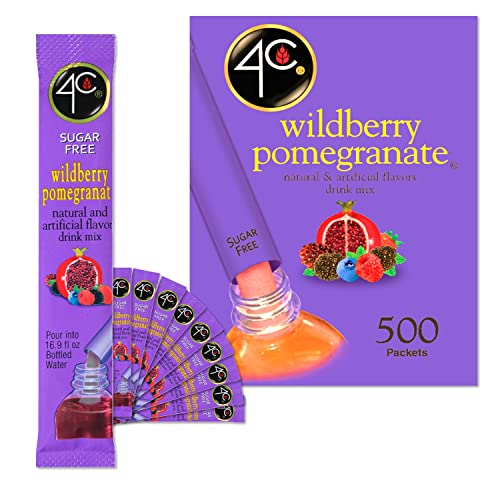 4C Powder Drink Stix, Wildberry Pomegranate 500 Count, Bulk Buy, Singles Stix, On the Go, Refreshing Water Flavorings, Value Pack - Wildberry Pomegranate - 500 Count (Pack of 1)