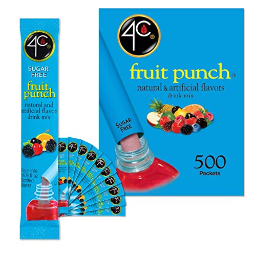 4C Powder Drink Stix, Fruit Punch 500 Count, Bulk Buy, Singles Stix, On the Go, Refreshing Water Flavorings, Value Pack - Fruit Punch - 500 Count (Pack of 1)