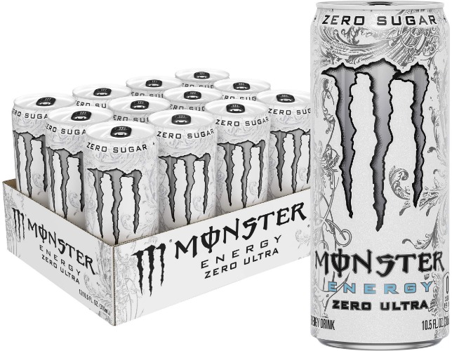Monster Energy Zero Ultra, sockerfri energidryck, 10 oz (paket med 12)