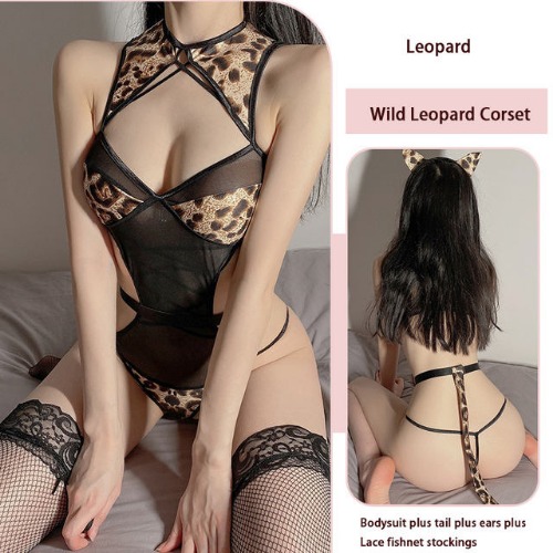Tassel Seduction: Ancient Style Sexy Lingerie Set - Once Size Fits All / Leopard
