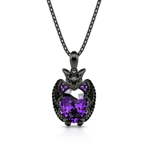 Check this out from jeulia! Jeulia Hug Me "Kiss the Night" Black Bat Oval Cut Sterling Silver Necklace