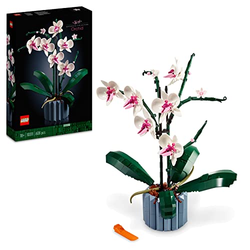 LEGO 10311 Icons Orchid Artificial Plant Building Set with Flowers, Home Décor Accessory for Adults, Botanical Collection, Gifts for Wife or Husband, Her and Him - Orchid - Single