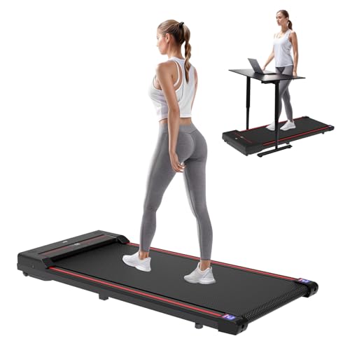 Sperax Walking Pad Treadmill,Under Desk Treadmill,2.5HP Treadmills for Home,3 in 1 Portable Walking Pad,320 Lb Capacity,No Assembly,Remote Control & LED Display - Black-Red
