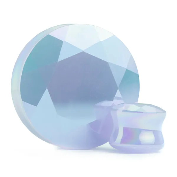 Blue & Green Faceted Glass Plug / Gauge | 26mm - 1.024"