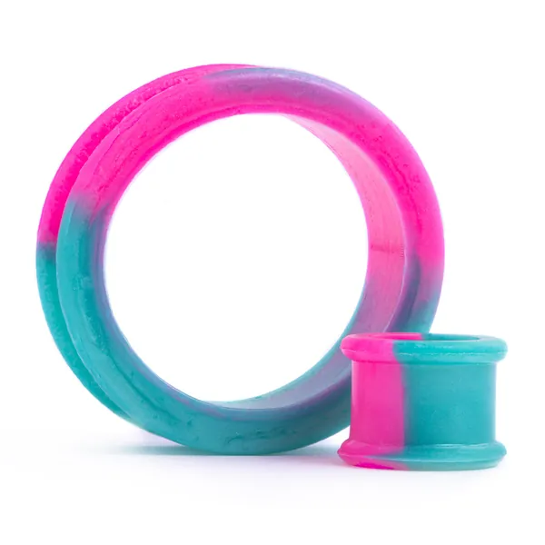 Marble Pink & Green Silicone Tunnel / Plug / Gauge | 26mm - 1.024"
