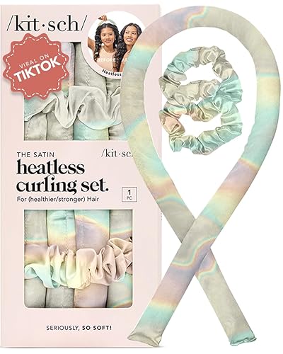 Kitsch Satin Heatless Curling Set - Overnight Hair Rollers for Soft Curls, Curling Rod Headband, Hair Curlers - Aura - 1 Count (Pack of 1) - Aura