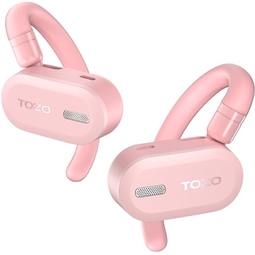 TOZO Open Buds Lightweight True Wireless Earbuds with Multi-Angle Adjustment, Bluetooth 5.3 Headphones with Open Ear Dual-Axis Design for Long-Lasting Comfort, Crystal-Clear Calls for Driving, Pink - Pink