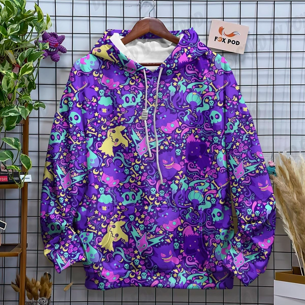 Gengar Hoodie Shirt Gift For Birthday Halloween Holiday Japanese Anime Hoodie Gengar Shirt Gifts For Men Women