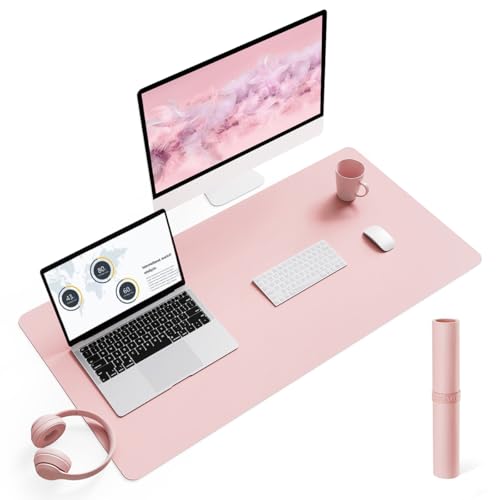 Writing Desk Pad Protector, YSAGi Anti-Slip Thin Mousepad for Computers,Office Desk Accessories Laptop Waterproof Desk Protector for Office Decor and Home (Pink, 35.4" x 17") - Pink - 35.4" x 17"