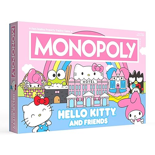 Monopoly: Hello Kitty and Friends, Buy, Sell, Trade Buildings from The Animated Series, Featuring My Melody, Badtz-Maru, Keroppi, Classic Monopoly Game, Officially-Licensed Hello Kitty Merchandise