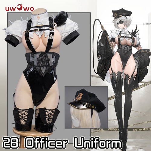 【In Stock】Uwowo Nier: Automata 2B Officer Uniform Sexy Fanart Cosplay Costume - 【In Stock】Set A (Costume+Hat） XL