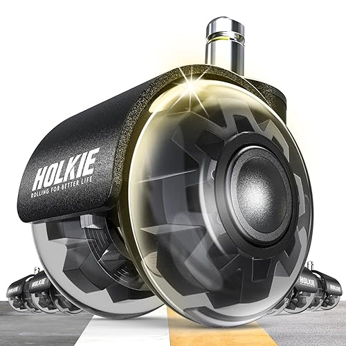 HOLKIE Bürostuhl Rollen 10mm geeignet für 1KEA 5er Set Schwarz Gummi Rollen für Bürostühle Schreibtischstuh mit Doppelrädern Stuhlrollen für Parkett Geeignet Harte Böden Leises & Sanftes Gleiten - 10mm-Schwarz-1KEA