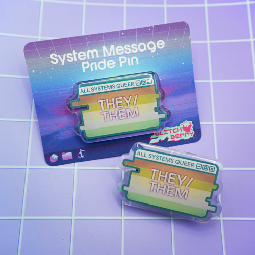 They/Them Pronouns System Message Acrylic Pin