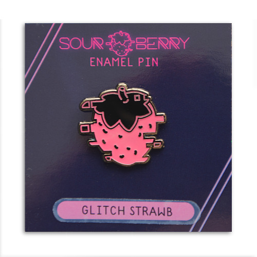 Glitch Strawb Enamel Pin - B-Grade