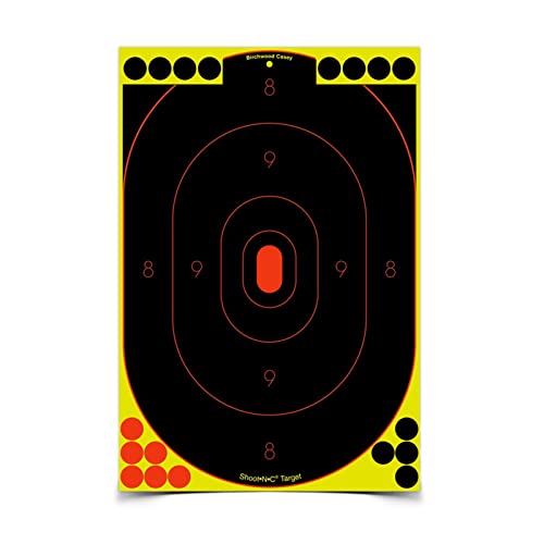 BIRCHWOOD CASEY Shoot-N-C Oval Silhouette Reactive Targets - Highly Visible Instant Feedback Self-Adhesive Shooting Targets - 12" X 18" - 12 Targets, 216 Pasters