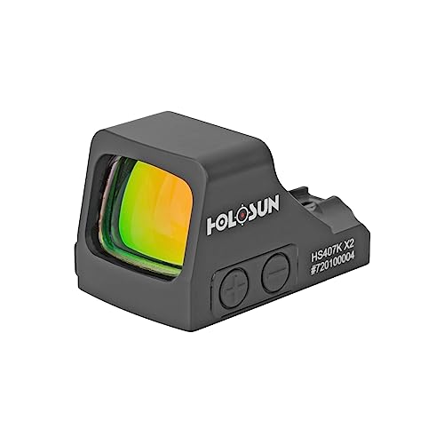 HOLOSUN HS407K X2 Red 6 MOA Dot Open Reflex Optical Sight for Subcompact Pistols - Durable Parallax Free Unlimited Eye Relief Handgun Sight with Aluminum Housing & Shake Awake Technology - Black