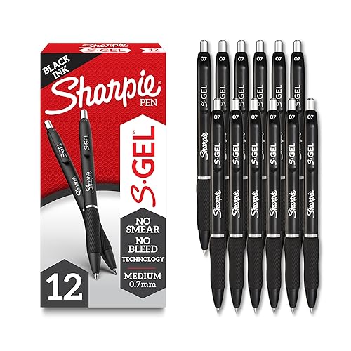 Sharpie S-Gel, Gel Pens, Drawing Pens, Gel Ink Pens For Journaling, Writing Pens, Coloring Pens, Medium Point Pens (0.7Mm), Black Barrel, Black Gel Ink, 12 Count - 12 Count (Pack of 1)