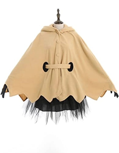 miccostumes Women's Costume Anime Ghost Cosplay Yellow Hooded Cloak with Skirt And Belt And Gloves