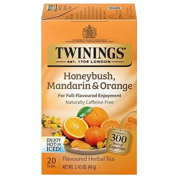 Twinings Honeybush Mandarin & Orange Herbal Tea - Naturally Caffeine-Free Tea Bags Individually Wrapped, 20 Count - Honeybush Mandarin & Orange - 20 Count (Pack of 1)