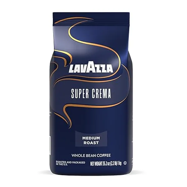 Lavazza Super Crema Whole Bean Coffee, Medium Espresso Roast, Arabica and Robusta Blend, 2.2 lb Bag, Package May Vary (Pack of 1) - Super Crema - 35.2 Ounce (Pack of 1)