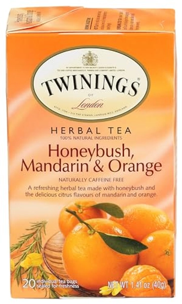 Twinings Honeybush Mandarin & Orange Herbal Tea - Naturally Caffeine-Free Tea Bags Individually Wrapped, 20 Count