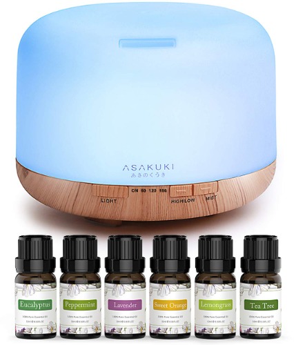 ASAKUKI Essential Oil Diffuser with Essential Oils Set