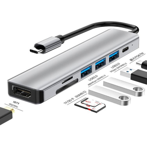 7-in-1 USB-C Hub: Ultimate Connectivity - silver
