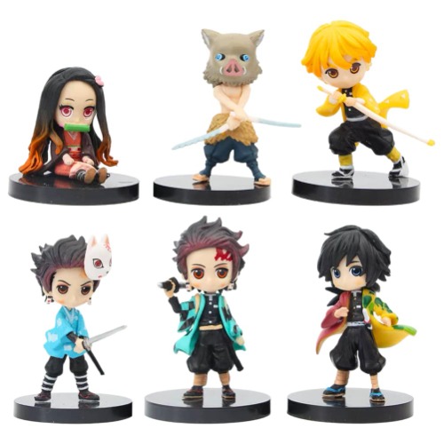 6PCS Demon Slayer Cupcake Toppers, Demon Action Figures Devil's Blade Figures Cake Topper cake Figurines, Car Ornaments decoration Characters Figure for Kids Birthday Party Supplies