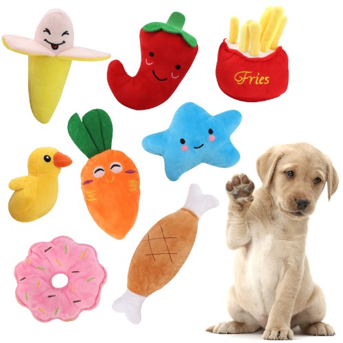 8 stuks puppyspeelgoed, piepend hondenspeelgoed, kleine hond, interactief bijtspeelgoed, pluche, zacht kauwspeelgoed, hondenspeelgoed, onverwoestbaar, hondenaccessoires voor puppy's, kleine middelgrote honden, 8 stuks