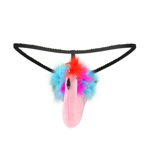 Men's Sexy Novelty Thongs Funny G-String Underwear Panties Briefs Bulge Pouch Valentine's Day Cartoon Lingerie Thongs - Pink One Size