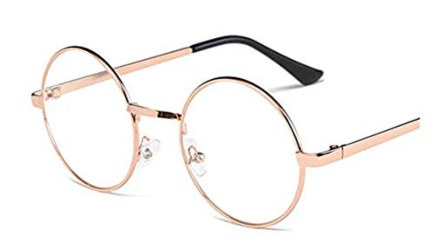 LOVEF Large Oversized Metal Frame Clear Lens Round Circle Vintage Eye Glasses 5.4 * 2inch - Rose Gold