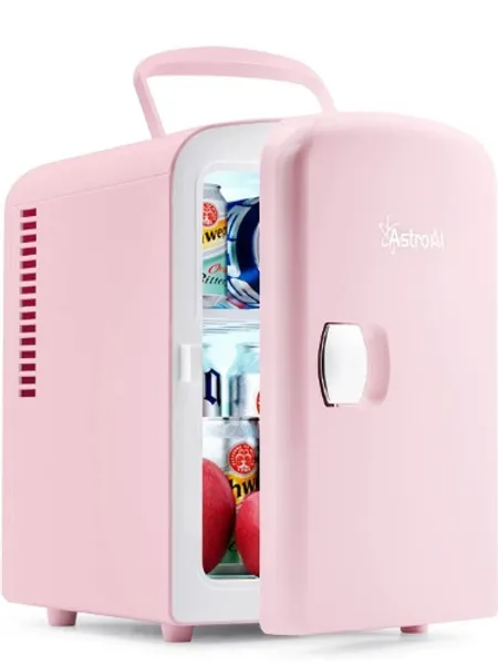 Amazon.com: AstroAI Mini Fridge, 4 Liter/6 Can AC/DC Portable Thermoelectric Cooler and Warmer Refrigerators for Skincare, Beverage, Food, Cosmetics, Home, Office and Car, ETL Listed (Pink): Home & Kitchen