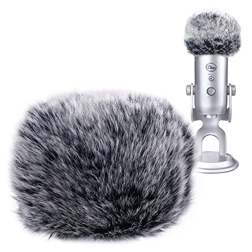 YOUSHARES Microphone Furry Windscreen Muff - Mic Wind Cover Fur Pop Filter as Foam Cover Compatible with Blue Yeti Pro - Furry Windscreen