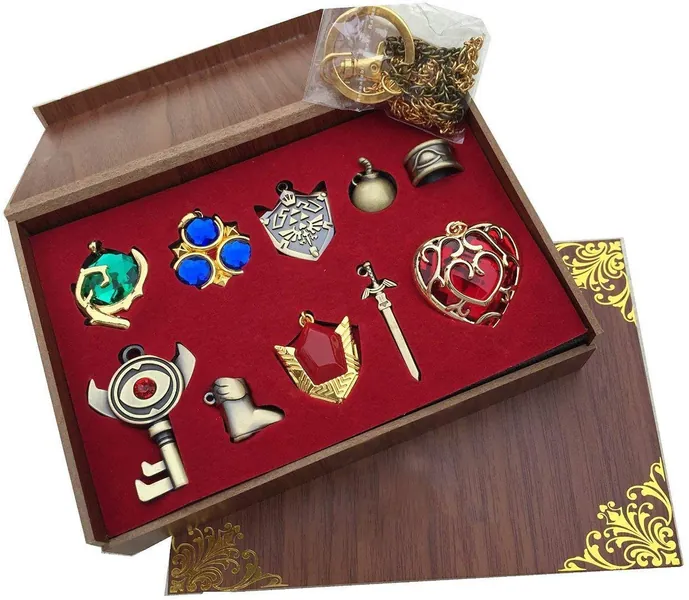 The Legend of Zelda Keychain Necklace Pendant Key Set Collection Gift Box