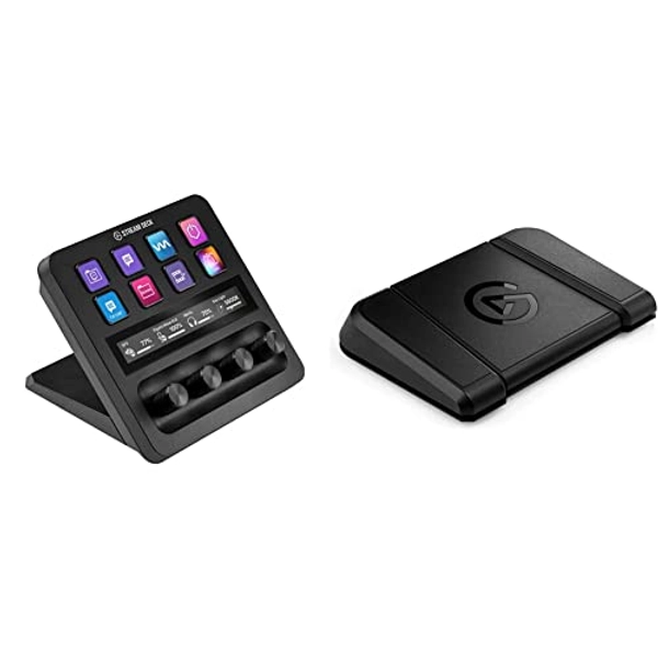 Elgato Stream Deck +, Audio Mixer, Production Console and Studio Controller for Content Creators & Stream Deck Pedal – Hands-Free Studio Controller, 3 Macro footswitches, Black, 10GBF9901