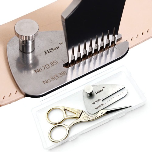Hisew- Leather Stitching Punch Aid Pulling Plate and Scissor Kit, Diamond Lacing Chisel Pricking Iron Aid Mate, Leather Craft Work Tools Accessories - Plate&scissor Set