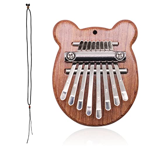 MEIYIDAY Mini Piano de Pulgar Kalimba,Piano de pulgar mini Kalimba de madera maciza de 8 botones para piano de dedos, con Cordón,regalo para niños, adultos principiantes La forma de un oso - bear
