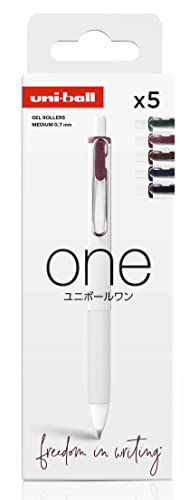 Uni-Ball One - Roller tinta gel, retráctil. 0,7 mm. Estuche 5 colores ORGANIC