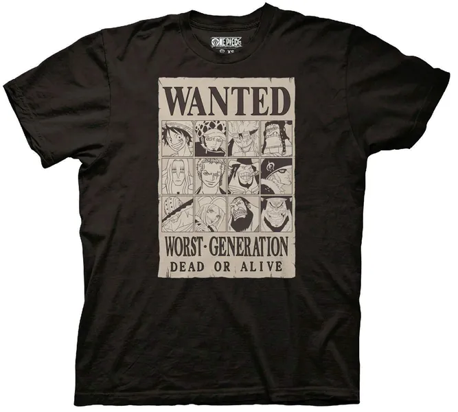 Ripple Junction One Piece Worst Generation Wanted Poster Anime Adult T-Shirt Officially Licensed