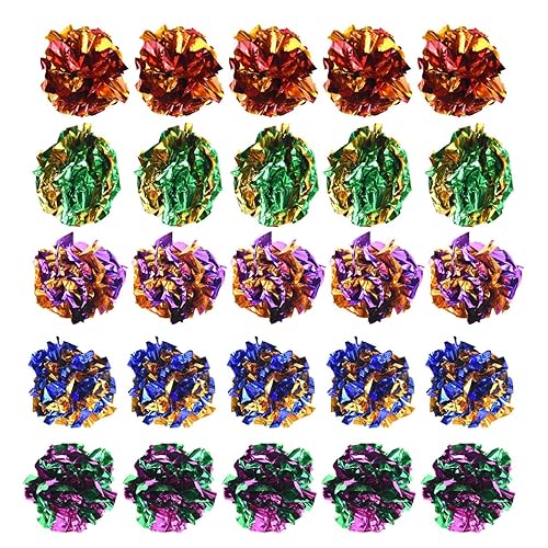 Doryum 20PCS Colorful Crinkle Balls Cat Toys, Cats Toys Balls, Cat Interactive Toys, Mylar Balls Crinkle Balls Kitten Toys, Cat Toys Balls Rustle Sound Ball Fun Toy for Cats Kitten Dog Playing