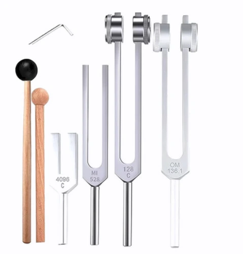 4Pcs Tuning Fork Set(128Hz, OM 136.1Hz, MI 528Hz, 4096Hz)