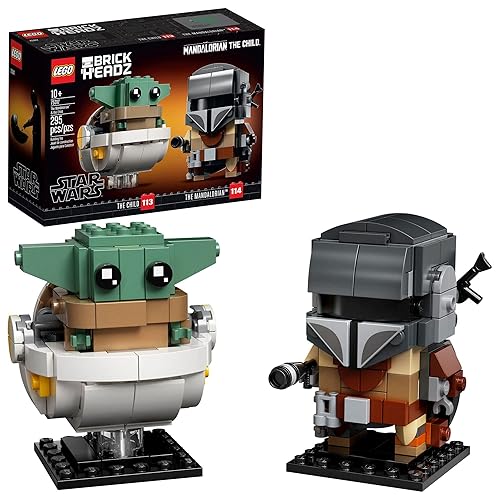 LEGO BrickHeadz Star Wars The Mandalorian & The Child 75317 'Baby Yoda' Building Toy, Collectible Model Figures Set, Gift Idea for Teens - Multicolor