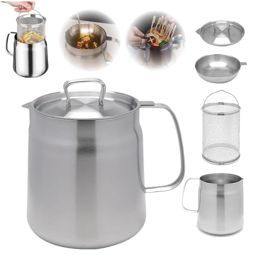 Vielseitiger Ölfilterbehälter aus Edelstahl 304 mit großem Fassungsvermögen, Speiseölbehälter mit Sieb (2L) - 2L