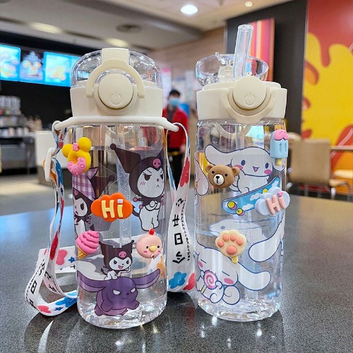 White Kawaii Water Bottles - Kuromi