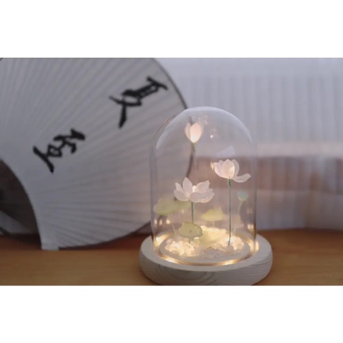 LED Lotus Night Light Lamp with Elegant Floral Design - White