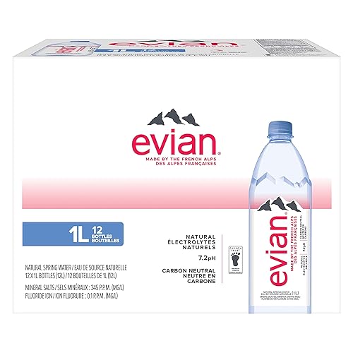 evian natural spring water 1 L Bottles 12 Pack