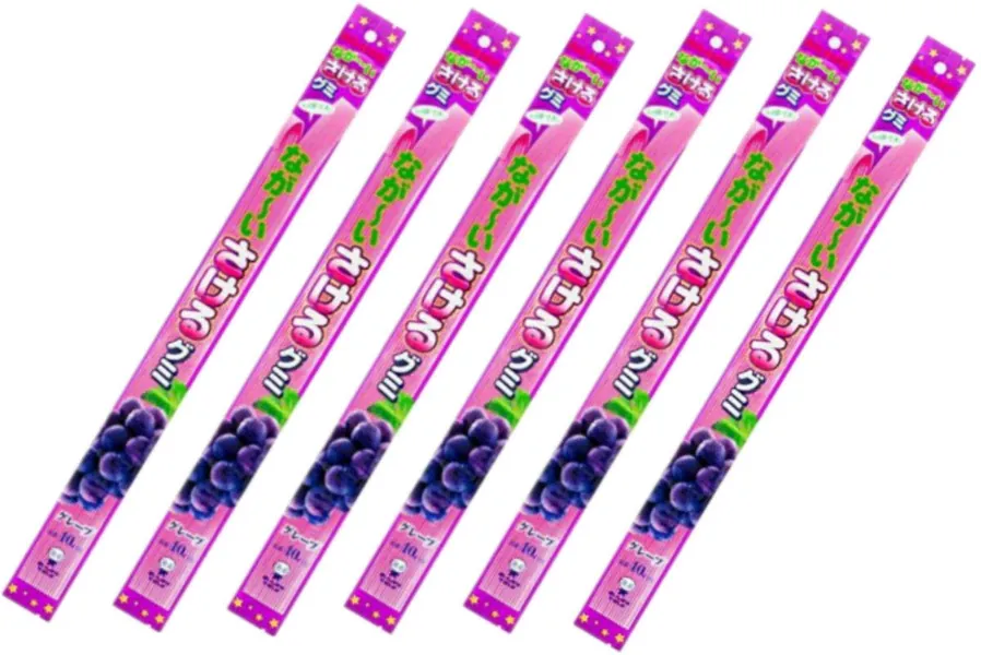 Long type Sakeru Gummy 40 cm,Japanese grape gummy candies. 6 packs No.a257 - 